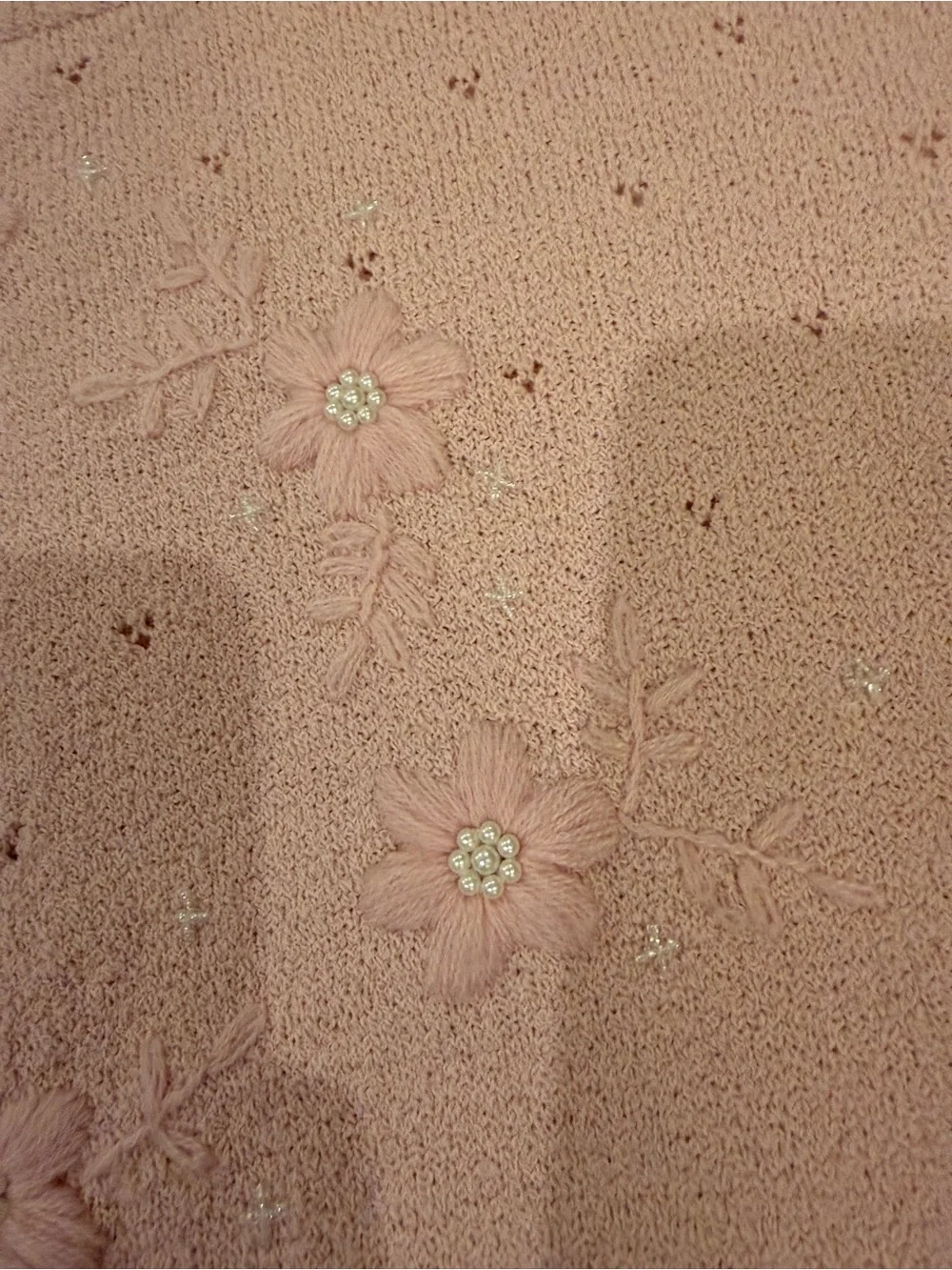 Vintage TAN Jay Inspired Rose Pink Floral Crewneck Sweater - Women